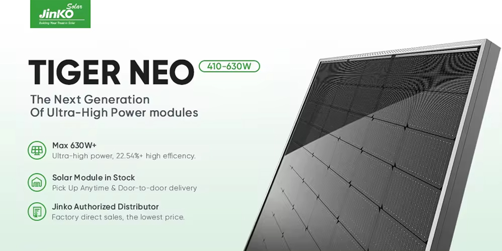 Jinko Solar Tiger Neo N Type Mono Crystalline Solar Modules 580W 585W 590W 595W 605W 600W