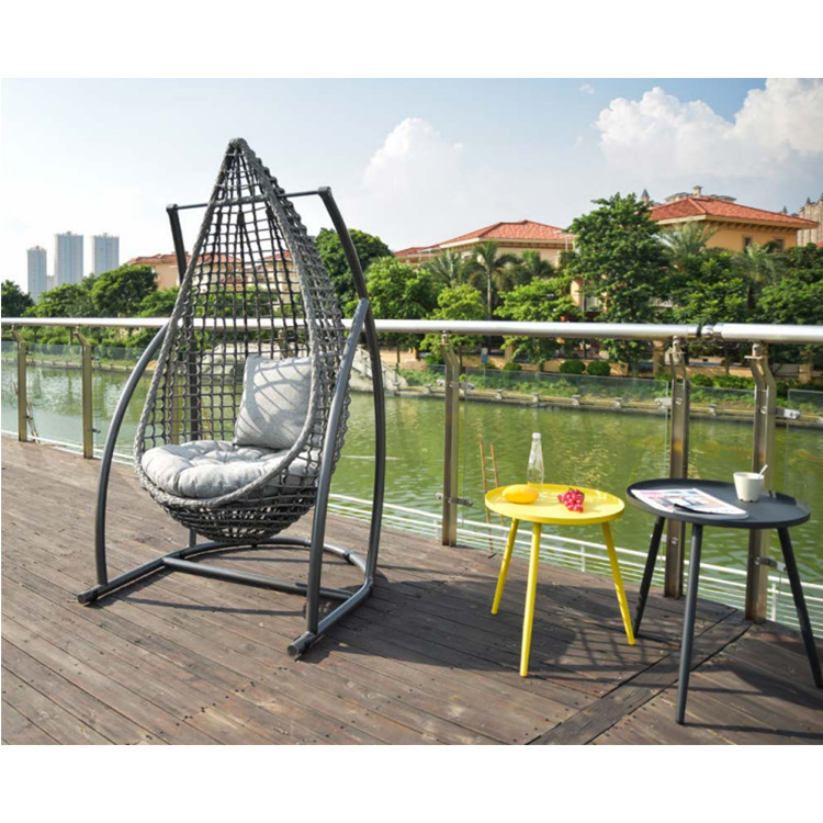 Leisure Wicker Patio Egg Swing Chair with Outdoor Hanging Rattan Dark Brown Furniture