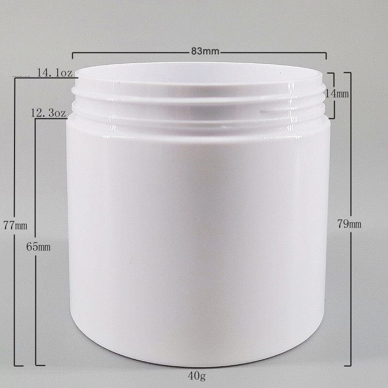 350ml White PET Plastic Jar With PP Screw Cap, Cylinder Wide Mouth Jar For Hair Gel Cosmetic Food Tooth Powder Packaging
