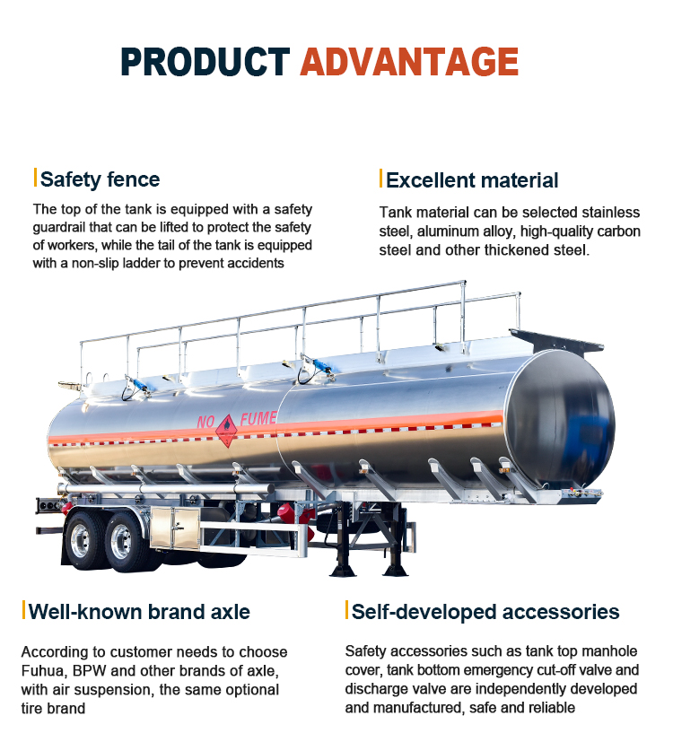 33000L 38000L Semi Tanker Trailer Gasoline Oil Transport Tanker 2 Axle 3 Axle Truck Trailer