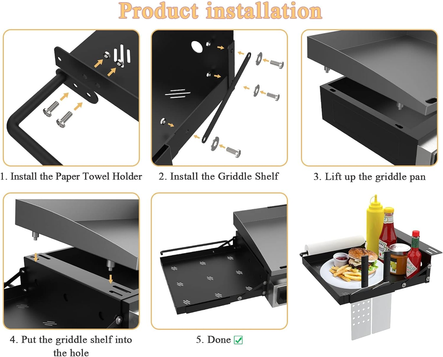 Work Process Heavy Duty Grill Side Shelf for Blackstone Griddle Griddle Accessories