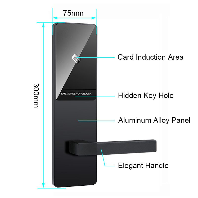 Aluminum Alloy Hotel Key Card Door Locks with Card Encoder and Energy Saving Switch
