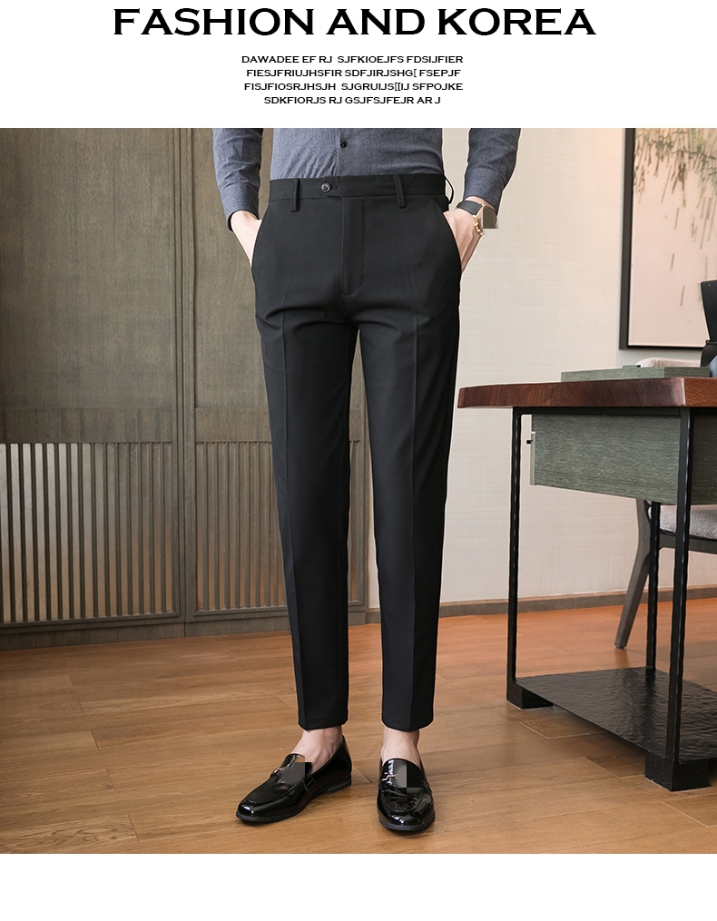 Button Decoration Winter Business Trousers for Men Quantity 200 Design Slim Fit Style