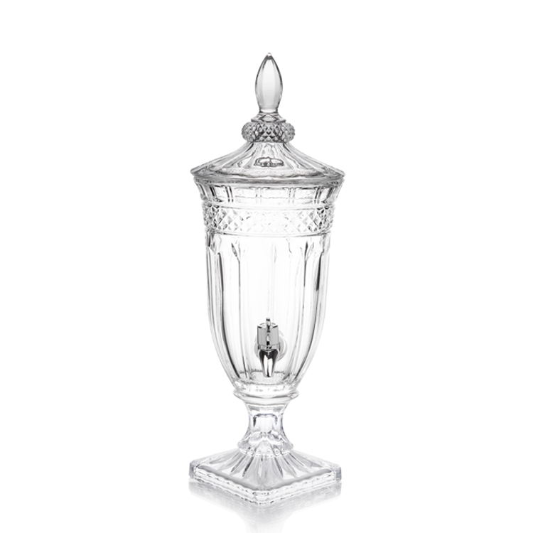 Factory price lead-free crystal glass 4.5L glass juice beverage dispenser with tap