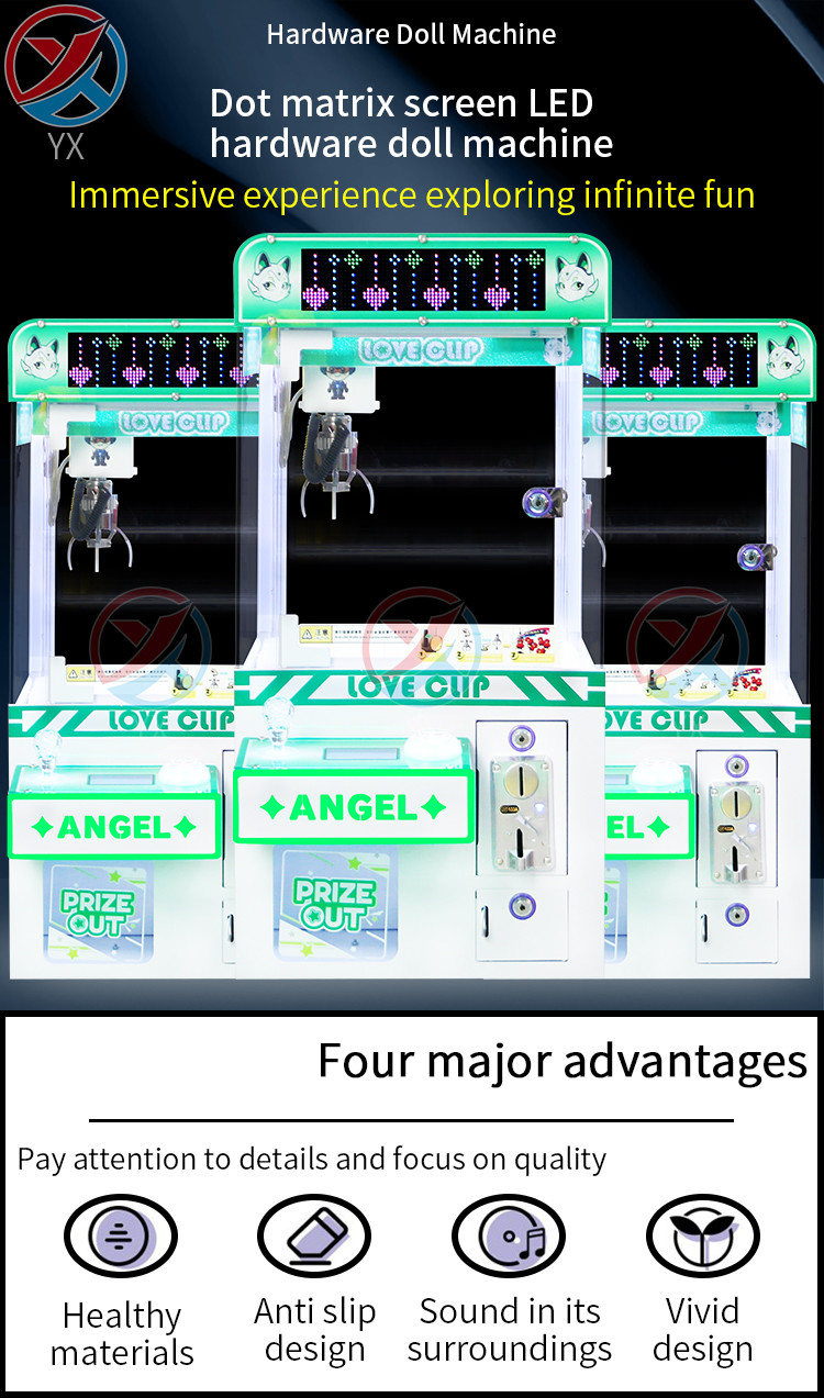 Green Coin-Operated LED Desktop Hardware Claw Arcade Machine