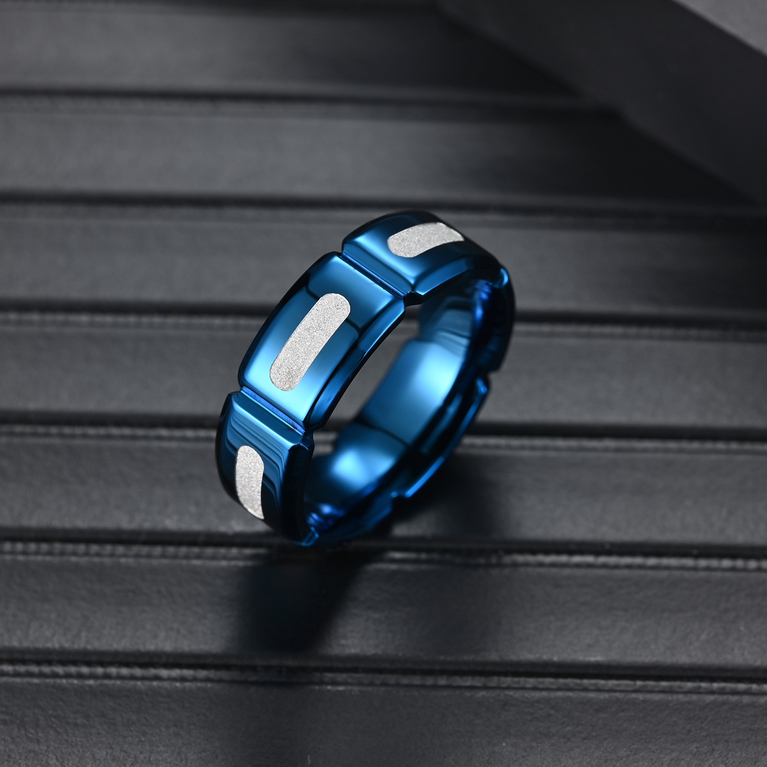 8mm Men's Stainless Steel Wedding Band Relieving Anxiety Polished Inner Finish Ring