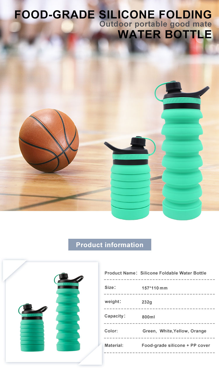 Expandable Leakproof 800ML Foldable Silicone Bottle