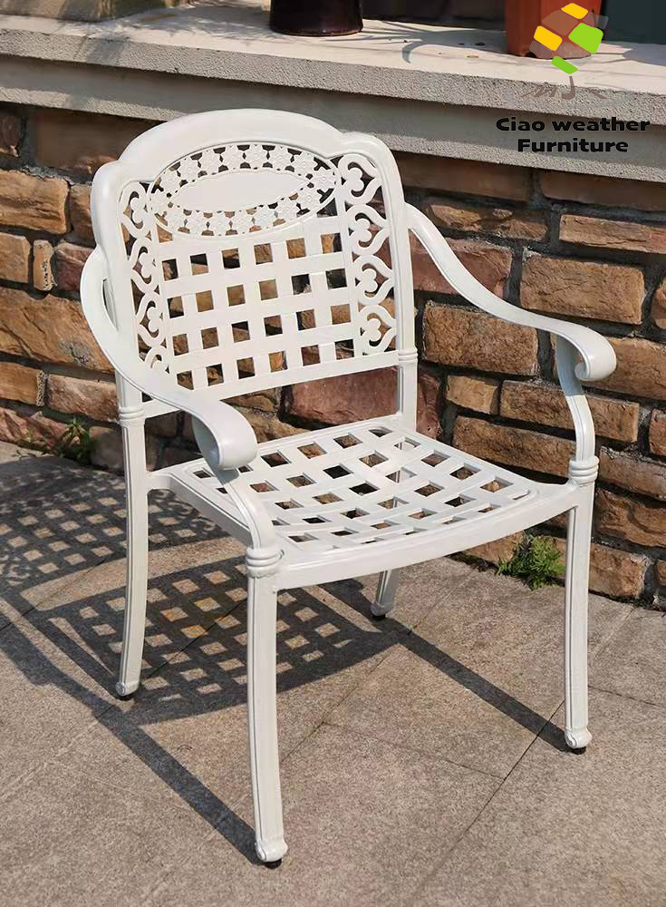 Die Casting Aluminum Luxury Patio Bistro Garden Balcony Furniture BBQ Waterproof Dining Table And Chair For Mail Packing