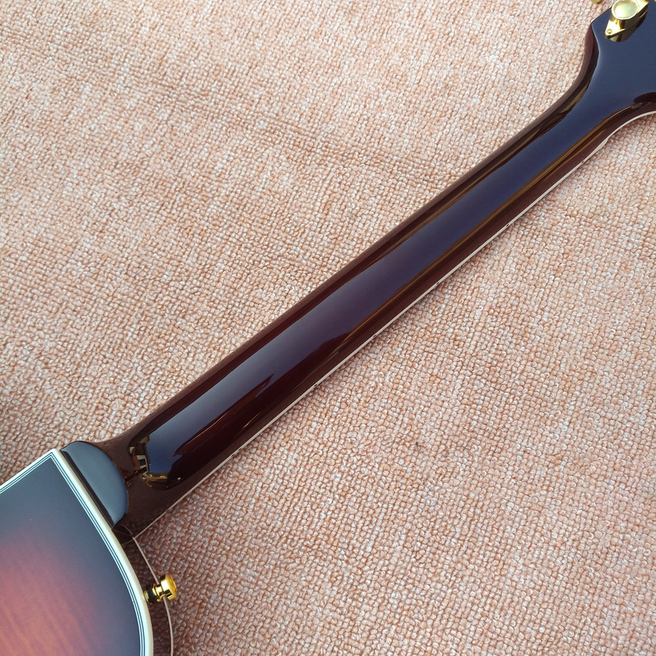 High quality custom LP Semi Hollow body Electric Guitar with F holes, Flame Maple Top & Back LP Electric guitar
