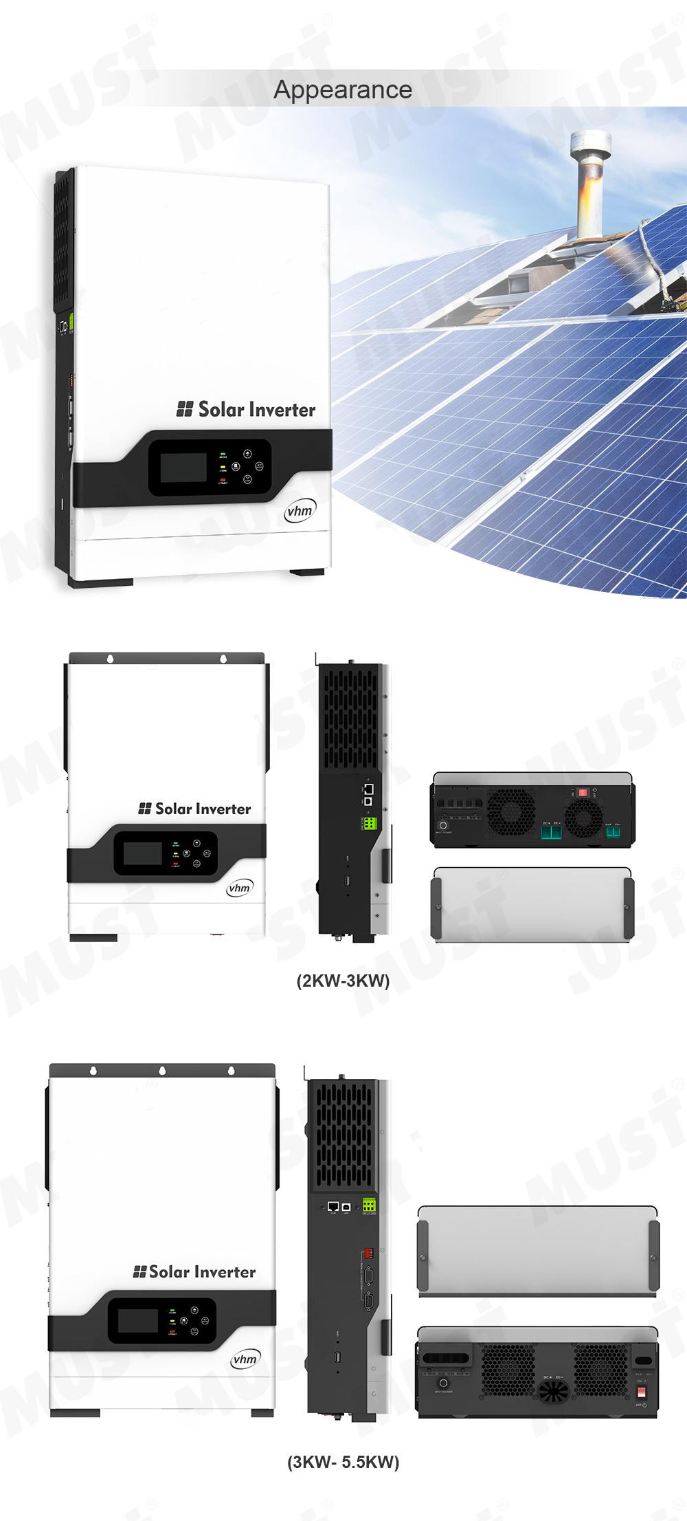 3KVA Pure Sine Wave Inverter MPPT 80A DC48V Home Solar Inverter