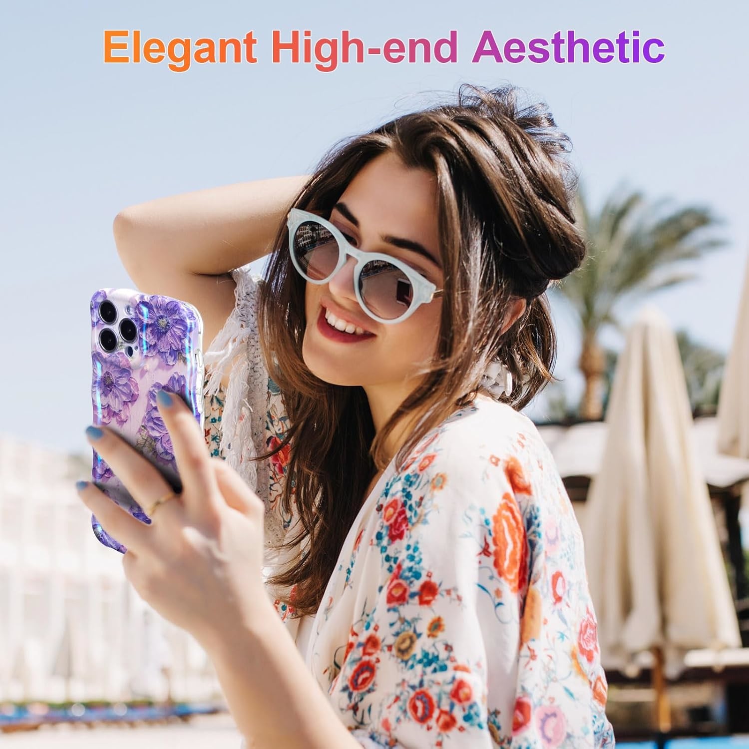 iPhone 12 Pro Max, colorful retro oil print laser gloss pattern cute curly wavy edge exquisite phone case