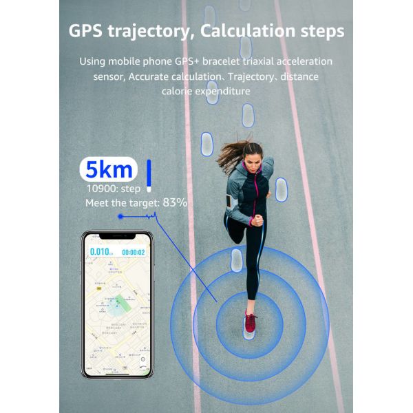 TPU Strap Bluetooth Smart Bracelet BLE5.0 210mm Wristband