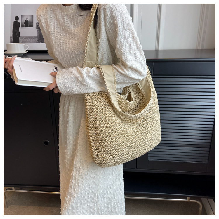 Large Capacity Handmade Woven Tote Bag Moroccan Summer Beach Shoulder Bag for Women