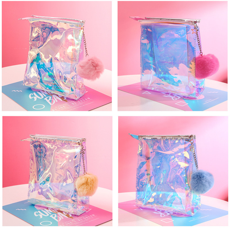 Personalized Holographic Travel Zipper PVC Cosmetic Bag