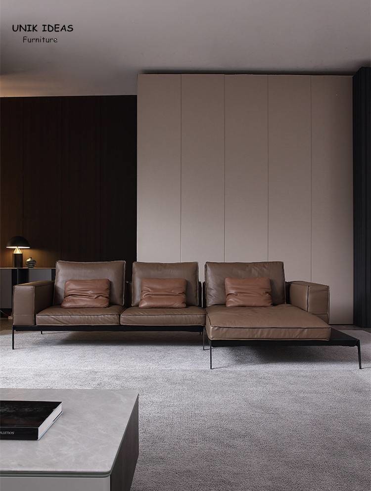 3 Piece Brown L Shaped Leather Couch Loveseats Cosy For Small Apartment