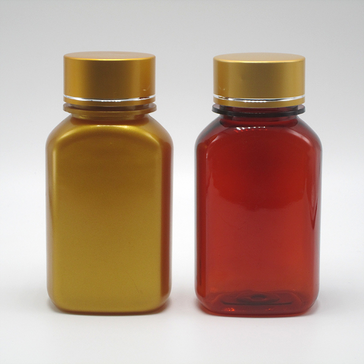 Customizable Color 150ml PET Square Flat Plastic Medicine Bottles with Different Lids