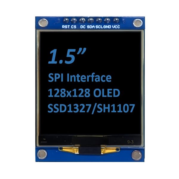 SPI 1.5-Inch OLED Display 128x128 Dot Matrix SSD1327/SH1107G White / Blue Fonts 7-Pin Module