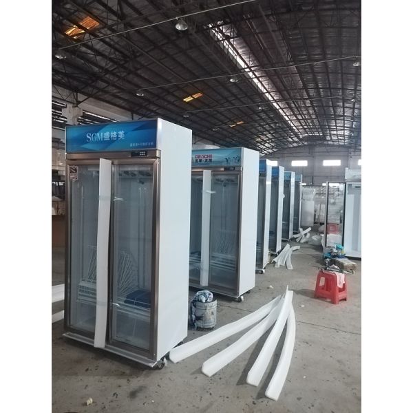 Customizable Logo Single Door Upright Cooler with 4 Layers Adjustable Wire Shelves and LED Lighting