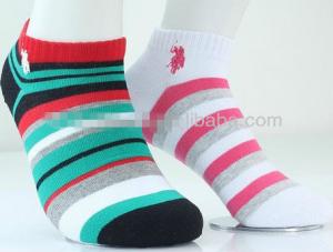Quality Colorful fashion striped design knitted cotton low cut dress socks for women for sale