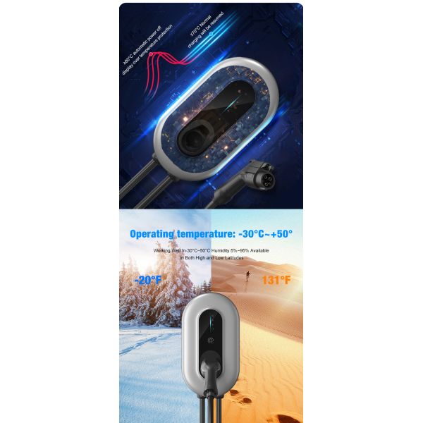EU Adjustable Current 50Hz To 60Hz Type 2 EV Charger For Home Fast Charging