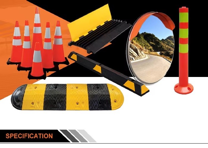Flexible Installation Rubber Speed Bumps For Parking Lots and Crosswalks