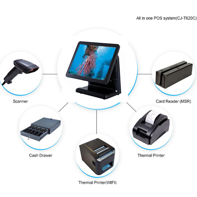 Plastic Housing Pos Cash Register Intel Celeron I5 Dual Core CPU And 8 Digital LED Display