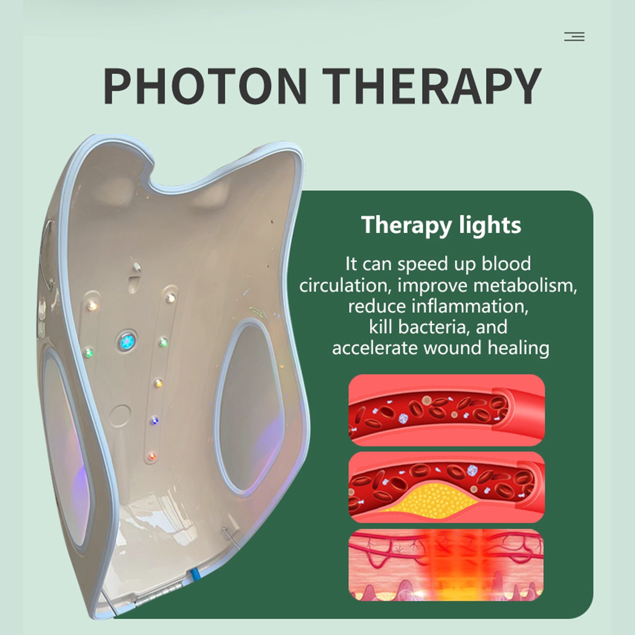Semi-reclining Creamy White Red Lights Infrared Spa Capsule with PEMF Function for Whole Body