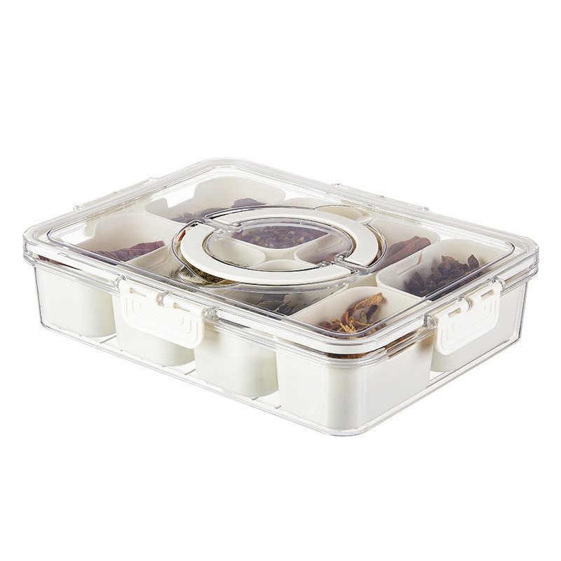 Plastic 8-divided Lunch Box Storage Box Insurance Container Box Refrigerator Fresh-keeping