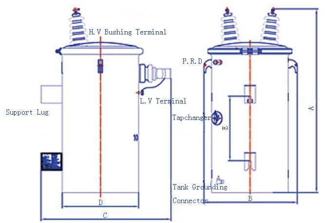 15KVA Oil Type Transformer Pole Mounted Single Phase 12470V 240/120V 0