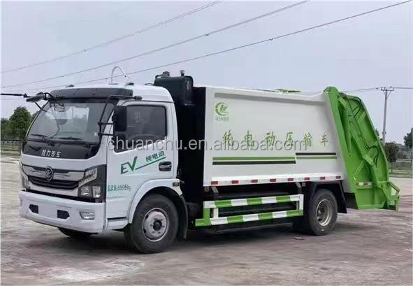 Energy Compressed Trucks Dongfeng 4x2 8CBM Automatic Electric Garbage Truck Compactor with Self Loading and Unloading