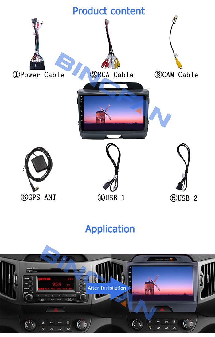 2GB 32GB Kia Car Stereo For KIA Sportage 2010-2015 GPS SWC WIFI System 1.6GHz