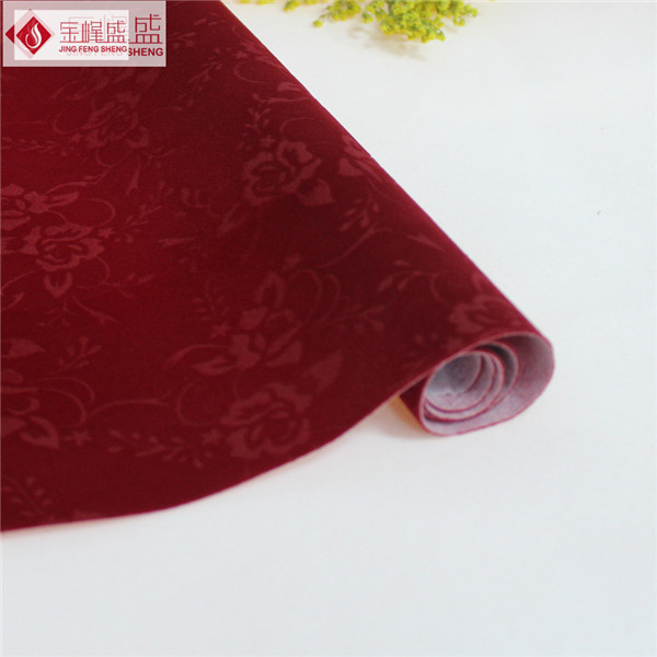 Watch Box Lining Printed Velvet Fabric , Red Velvet Upholstery Fabric