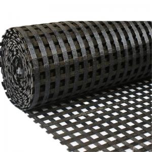 Quality CE/ISO9001 Approved 25-200kn/m Road Construction Uniaxial Biaxial PVC Coated Polyester Geogrid Mesh for sale