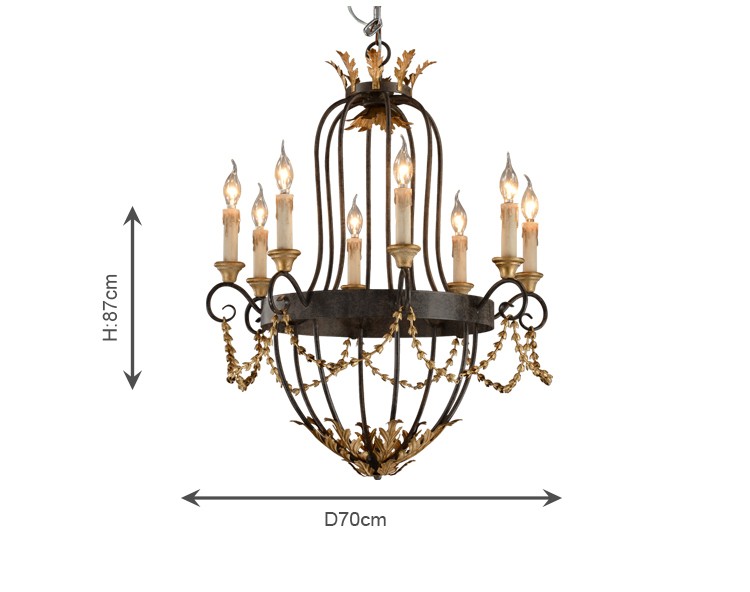 Antique french wrought iron chandelier for Indoor home hotel pendant lights (WH-CI-45)