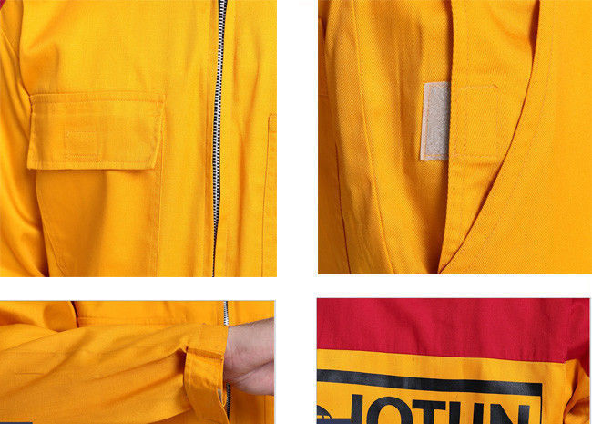 Orange Automotive Industrial Work Uniforms With Velcro Removable Wristband