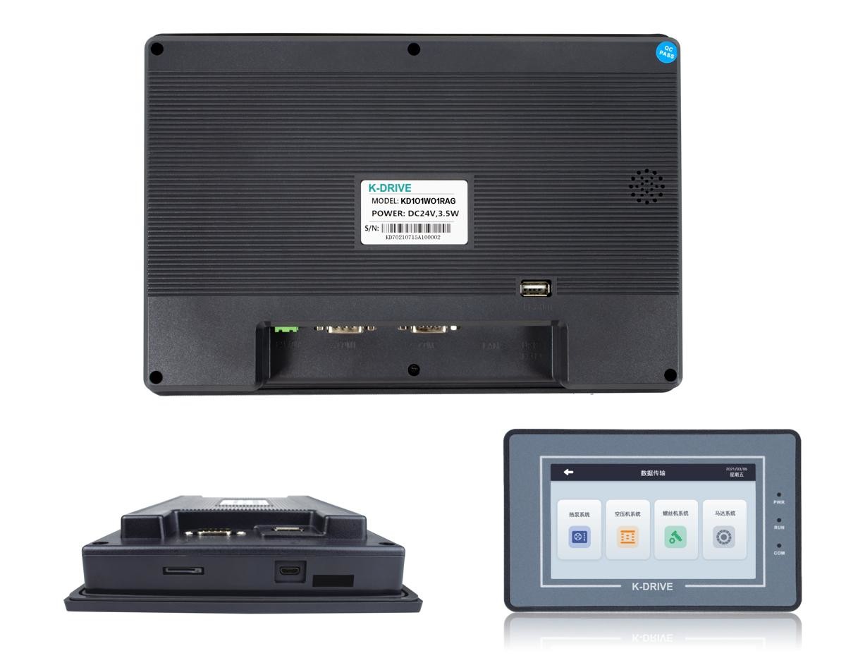 CE Black 7 Inch HMI Touch Screen With 232 422 485 USB Ethernet U Disk Interface