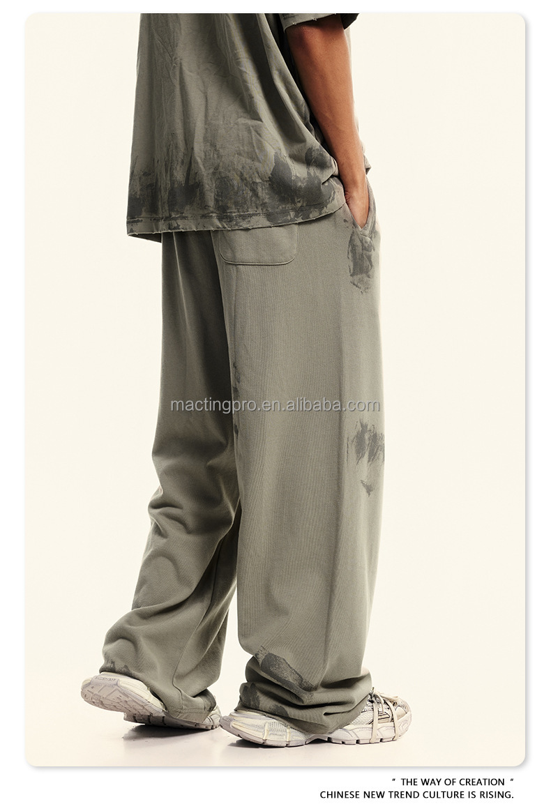 Custom Streetwear French Terry Jogging Pants Hand Painted Vintage Oversized Sweatpants
