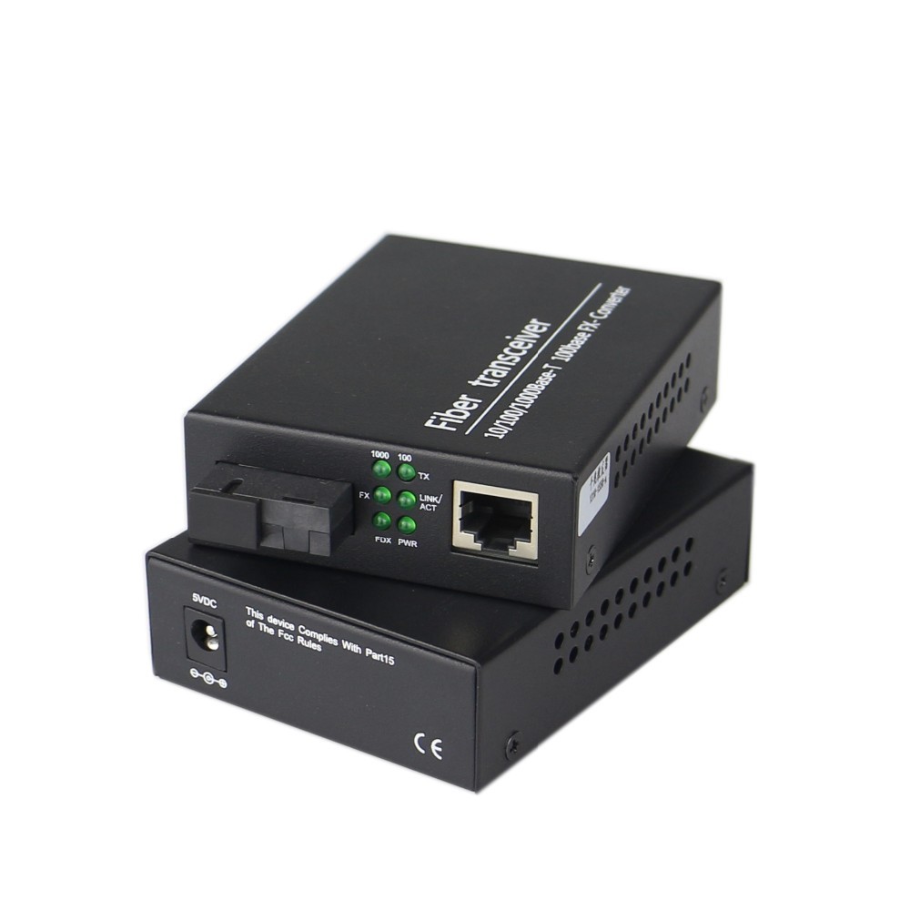 Fiber optic 10/100 / 1000M media converter Fast Ethernet optical transceiver 1000Mbps SC 25KM