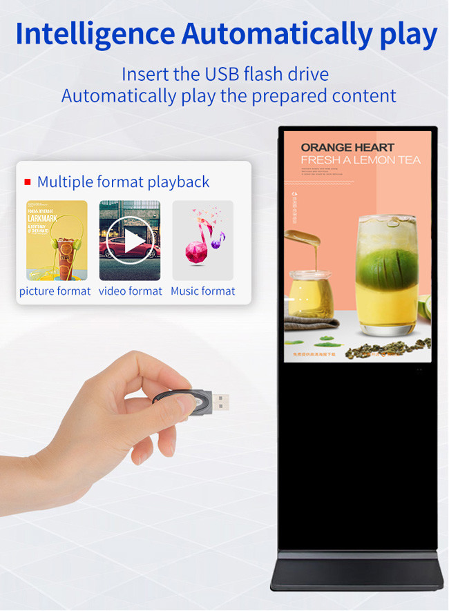 3840x2160 Digital Signage Vertical LCD AD Player 65in Android OS