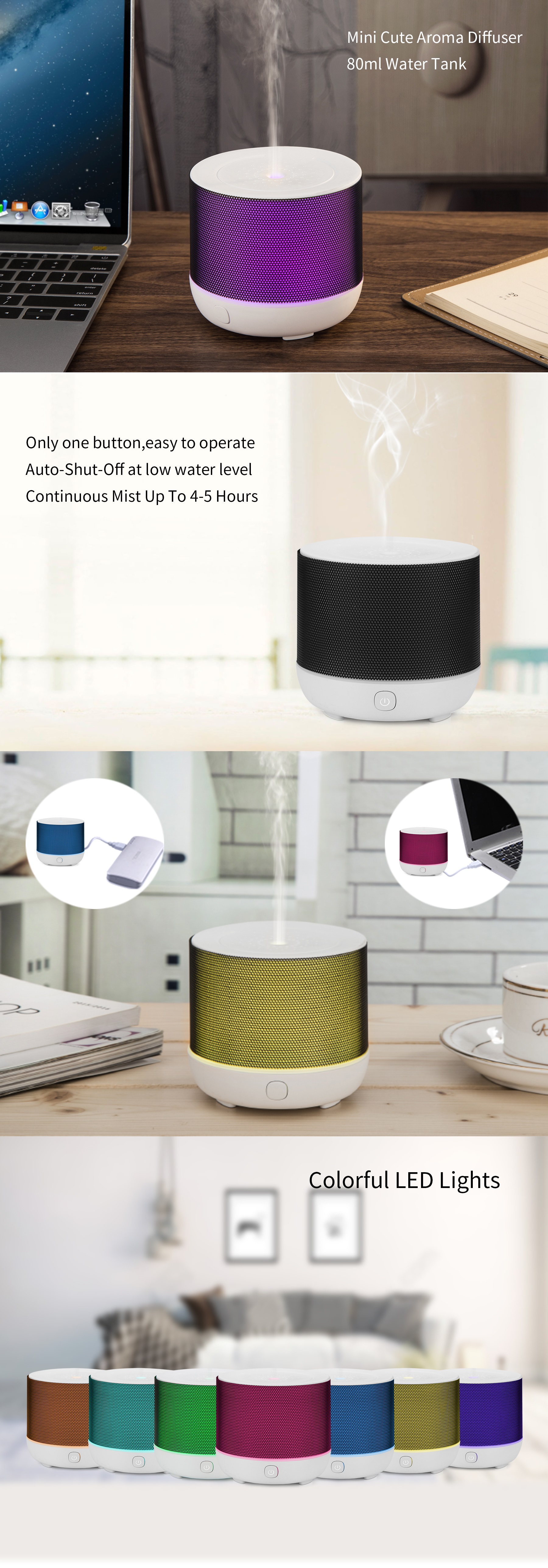Kids BPA Free Colorful USB 100ml Ultrasonic Air Humidifier
