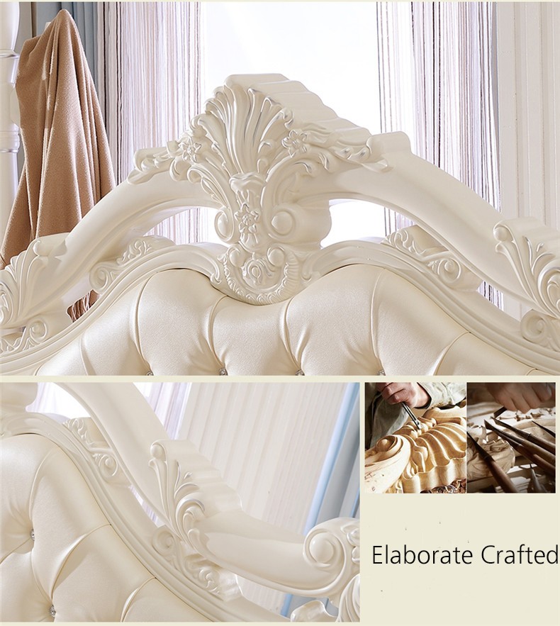 2018 European Style Antique wooden king size soft bed