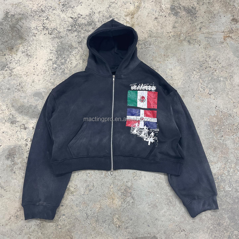 Breathable Custom Logo Men's 100% Cotton Hoodie French Terry Zipper Up Oversized