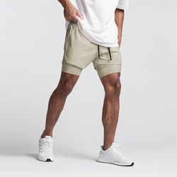 Wholesale Custom Mesh Sweat Compression 2 in 1 Print Designer Nylon Fitness Boxer Gym Workout Sports Cargo Running Men&prime;s Shorts