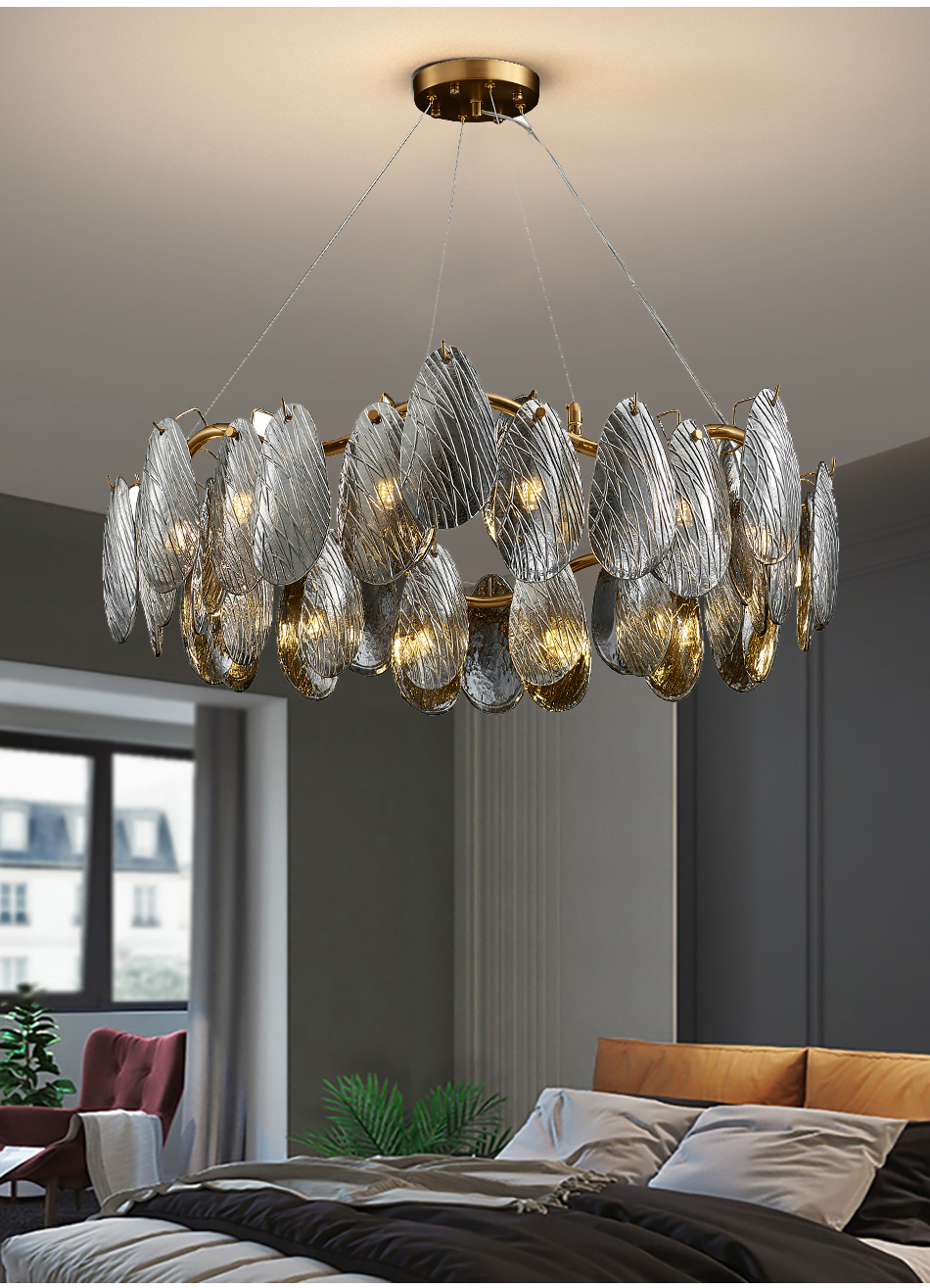 Modern living room chandelier smoke gray crystal glass chandeliers(WH-CY-210)
