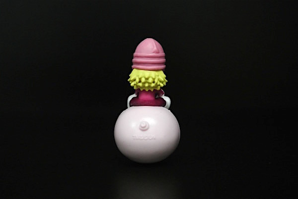 One Inch Height Plastic Toy Figures A Girl With Pinky Hat On A Pig As Tumbler