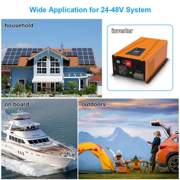 4000W DC 24V 48V to AC 110V 220V Toroidal Off Grid Pure Sine Wave Power Inverter for Solar System 574*345*197MM Dimensions