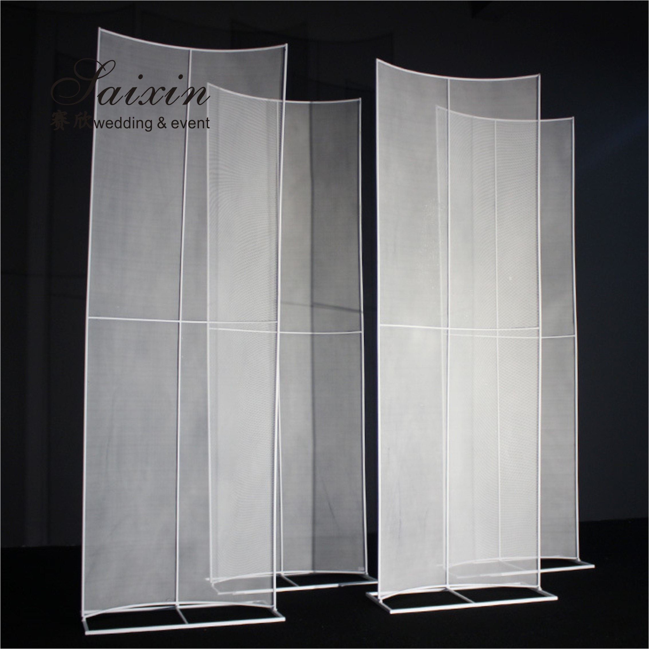Custom Decoration Backdrop For Wedding Tall White Net Metal Frame Stand 257CM