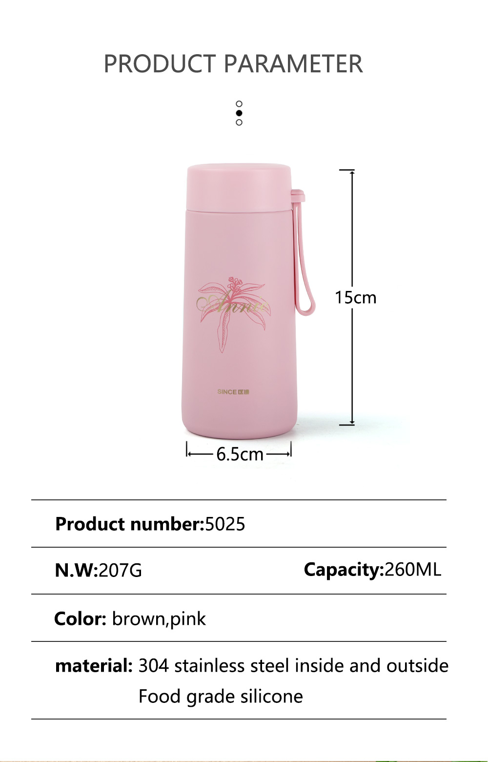 Cute Style 260ml Stainless Steel Vacuum Flask Thermos Water Bottle Insulated Leisure Cup