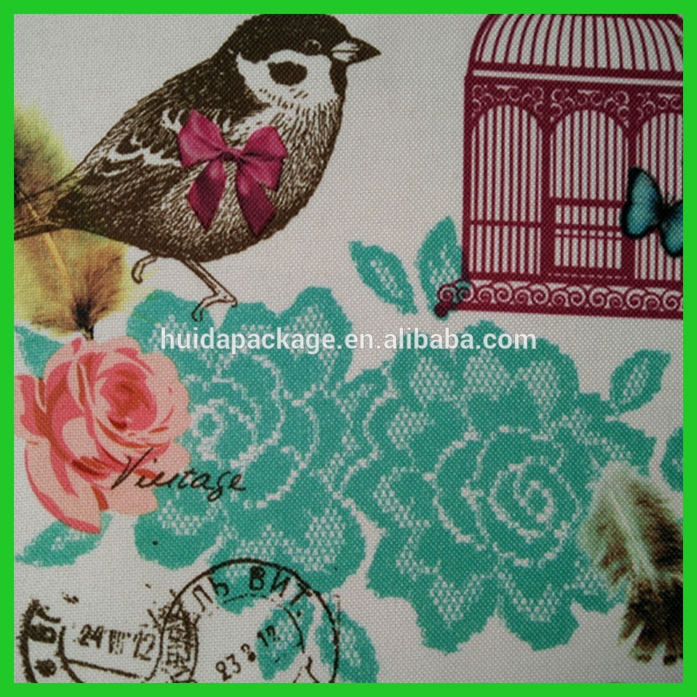 Spring designs polyester woven fabrics tablecloths with nice scenery of bird butterfly flowers