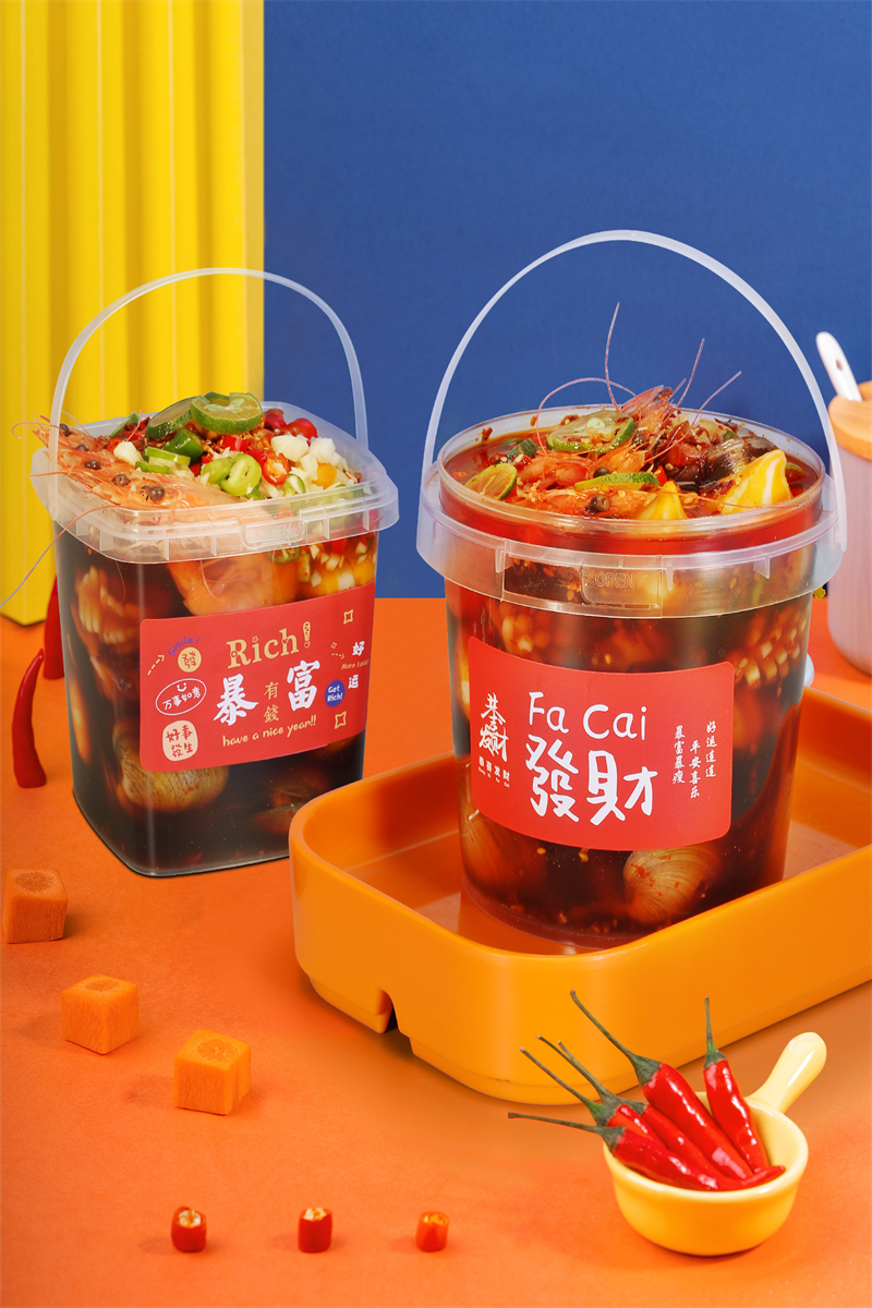 PP Food Grade Gasket Plastic Clear Seafood Boil 2 liter Bucket Packaging Container